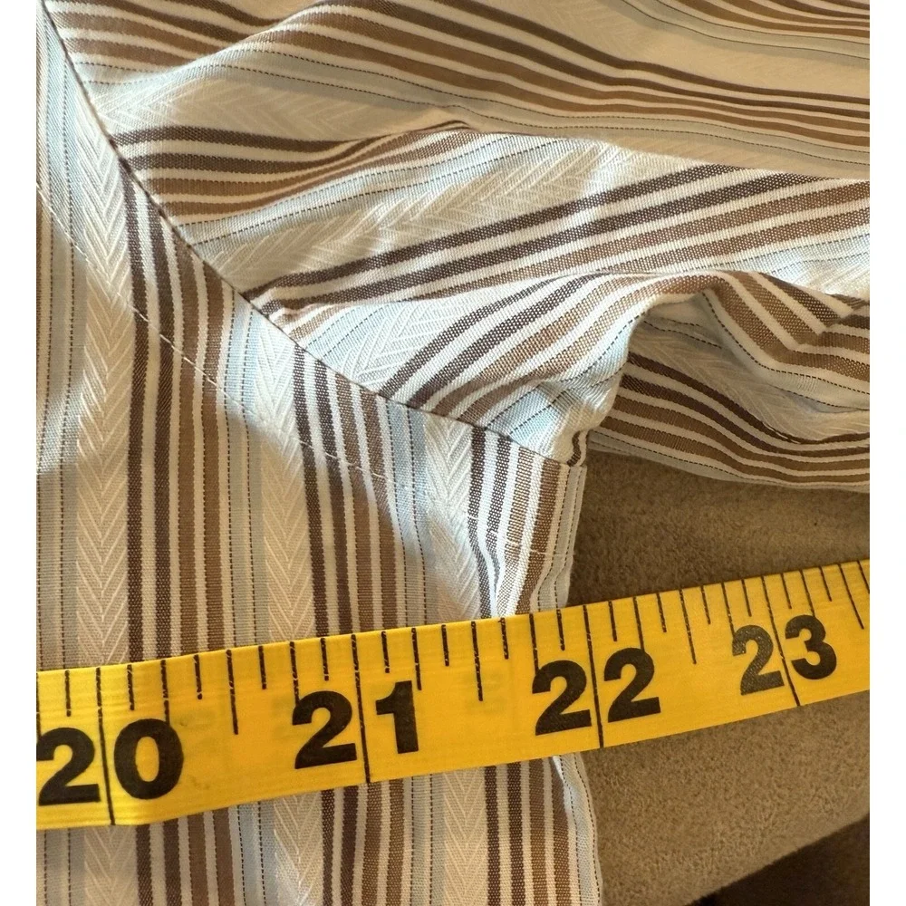 Vintage Eddie Bauer Button Shirt‎ Brown Blue Stripe Grandpa Dad M 22